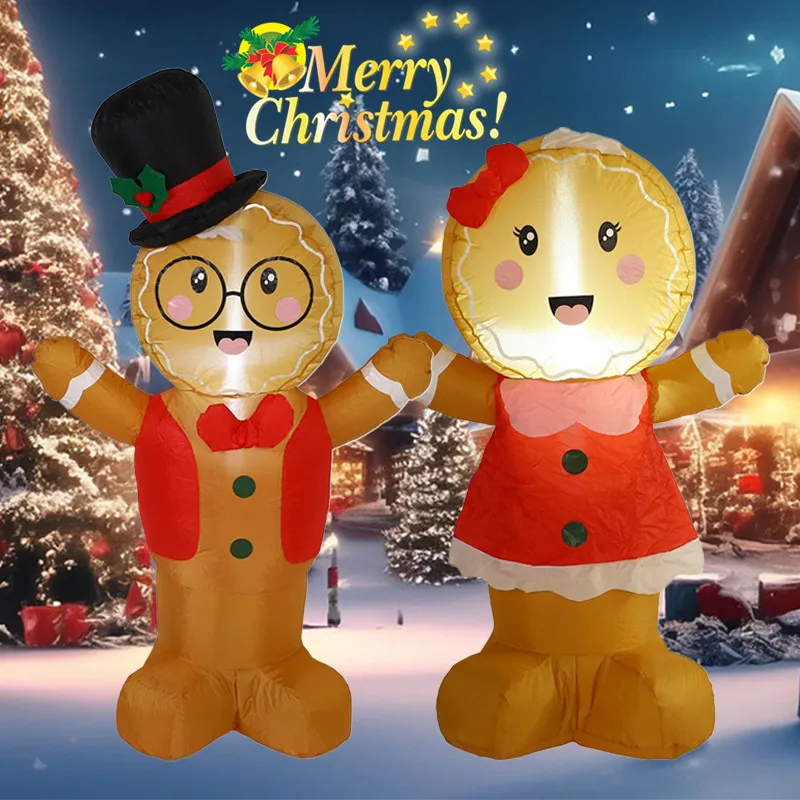 Adornos navideños de pan de jengibre para niño y niña, juguetes inflables para el Día de San Valentín, accesorios para patio de Navidad, decoración para fiesta al aire libre