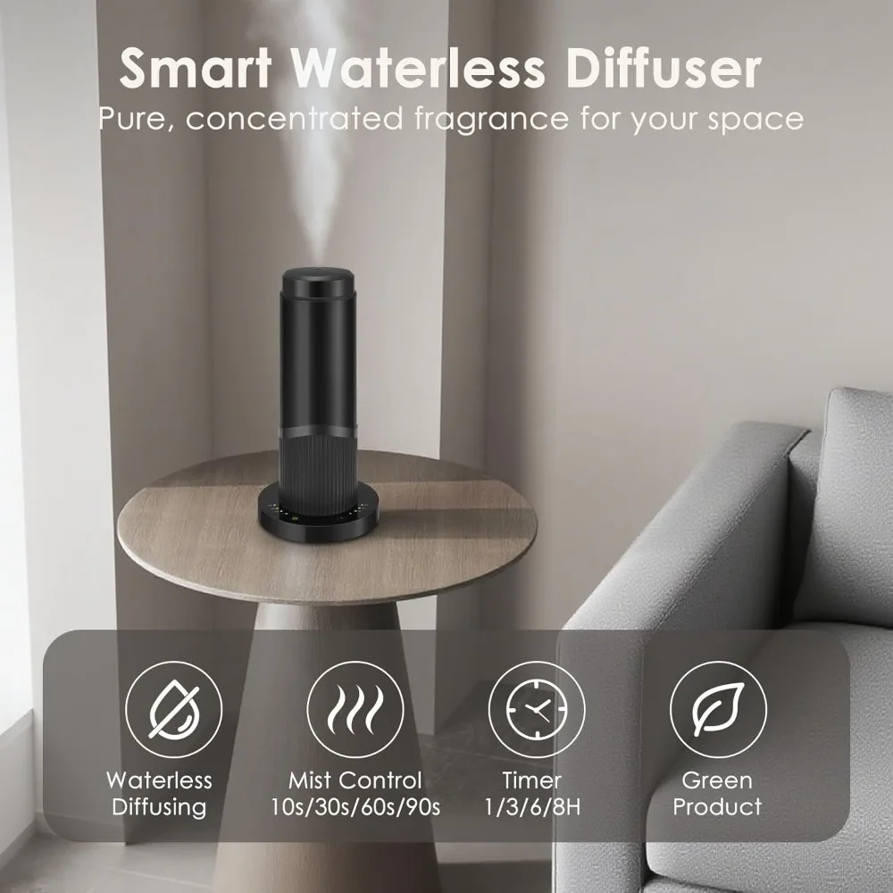 Waterless Scent Essential Oil Diffuser Black Intelligent Aromatherapy Diffuser 200ML Large Capacity Aroma Diffuser Hotel Home