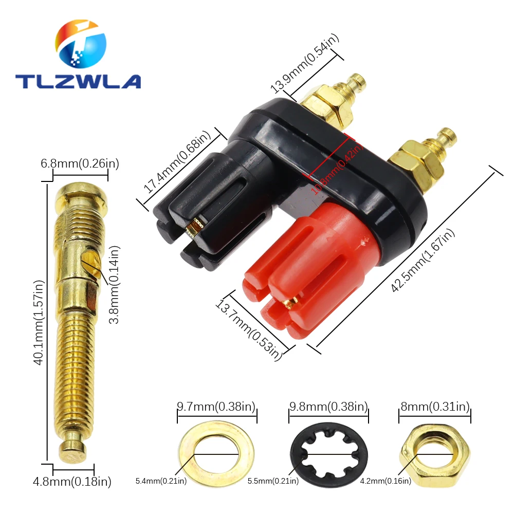 1 pçs plugues de banana casal terminais vermelho preto conector amplificador terminal ligação post banana alto-falante plug jack