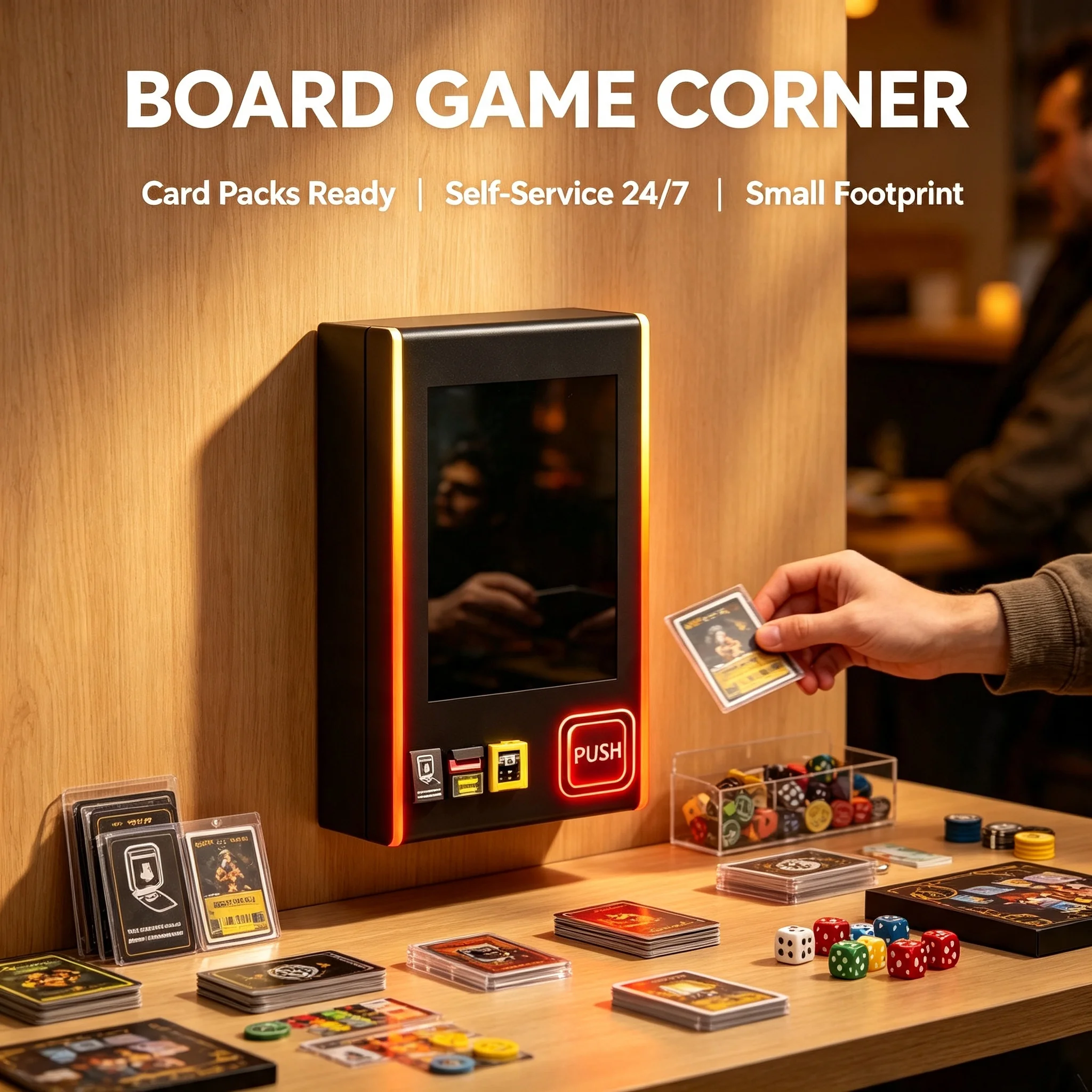 Wall Mounted Vending Machine Card Game Snack Dispenser Self-Service Compact Drink Holder for Study Desk