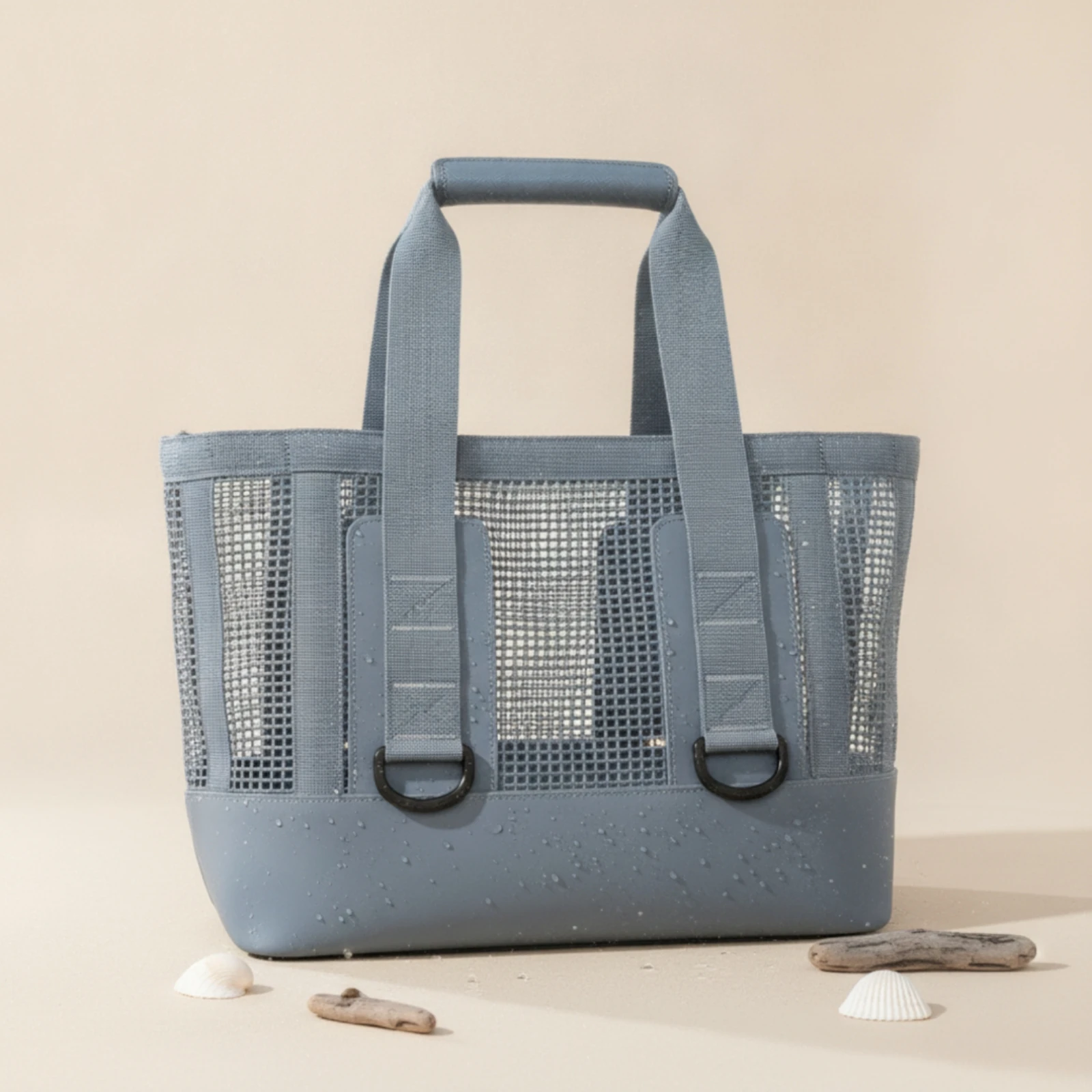 Mesh Tote Bag Quick Drying Gear Bag with D-Rings Water-Resistant Heavy-Duty for Beachgoers, Beach, Pool