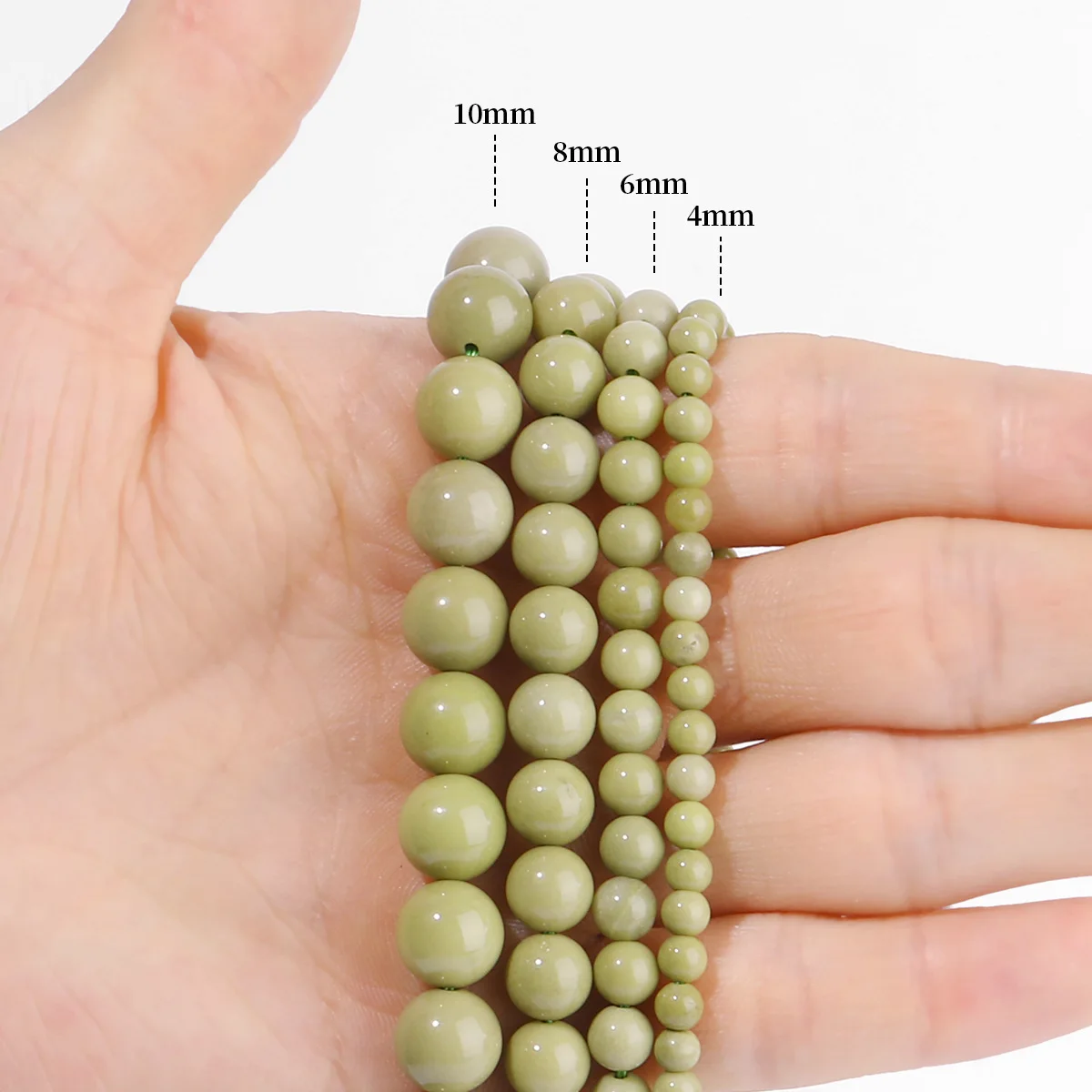 4 6 8 10mm Naturstein-Avocado-Alxa-Steinperlen, runde lose Zwischenperlen für die Schmuckherstellung, DIY-Halsketten- und Armbandzubehör – Detail 3