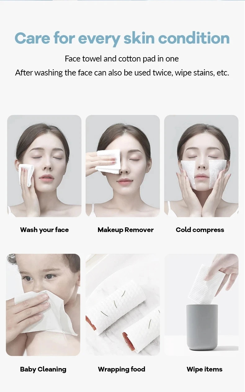100 Stuks Wegwerp Gezichtshanddoek Katoenen Tissue Zachte Dikke Droge Veeg Herbruikbare Make-Up Remover Pads Gezichtsreinigingsdoekje
