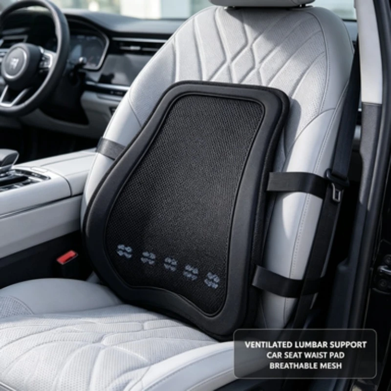 Car Lumbar Support Cushion Ventilated Back Pillow Office Chair Waist Pad for Driving Seat Relief