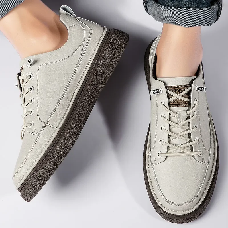 New Design Casual Outdoor Men's Sneakers Youth Teenage Skateboard Shoes Genuine Leather Male Vulcanize Footwear Trainers