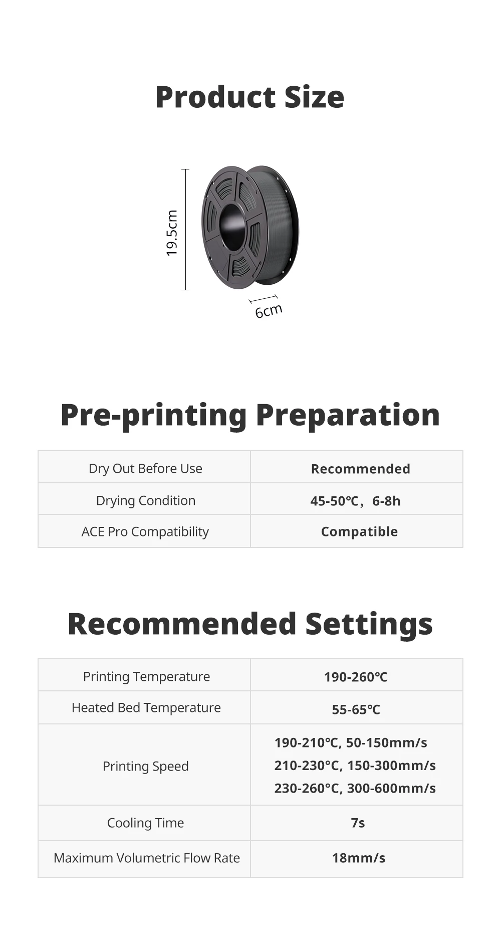 Anycubic high speed pla filament 1,75mm 1kg für fdm 3d drucker druck kunststoff verbrauchs material material für kobra 2 neo pro max – Detail 12