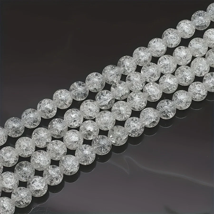 100 Stück weiße, rissige Acrylperlen – 6/8/10 mm, verschiedene Größen, Abstandshalterperlen für DIY-Bastelarbeiten, glitzerndes Bastelzubehör – Detail 2