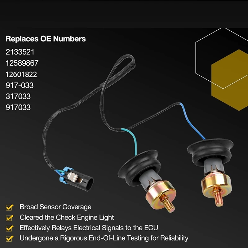 Dual Knock Sensors With Wiring Harness And Intake Manifold Gasket Kit For Chevy Silverado Replace 12601822,89060413