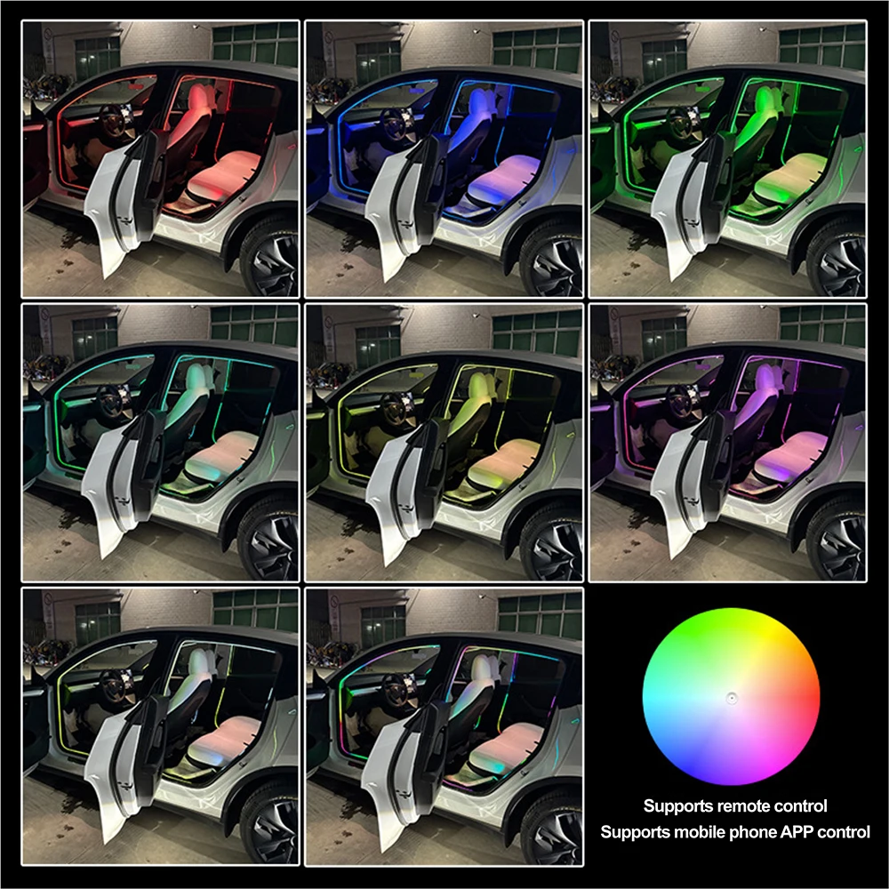 Car Door Frame Lights Car Window LED Lights Modified Streaming Colorful Wireless Invisible Plug And Play Car Atmosphere Lights