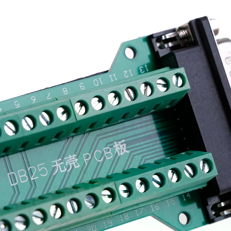 DB25 D-SUB Female 25Pin Plug Breakout PCB Board 2 Row Terminals Connector