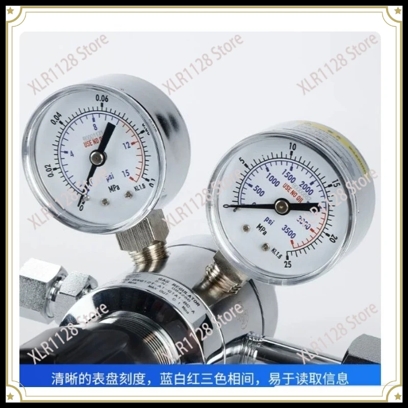 Dual Stage Brass Pressure Reducer for Nitrogen Argon CO2 Helium Air Hydrogen Gas Regulator