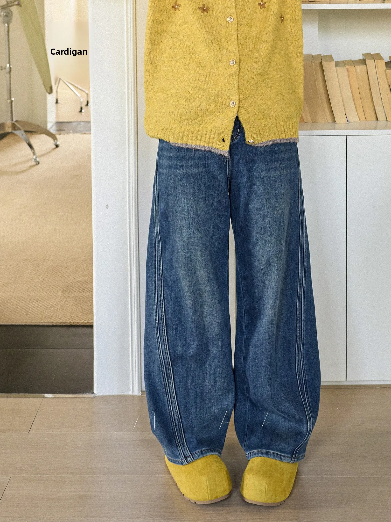 

Женские джинсы больших размеров с эластичным поясом, свободного кроя, прямые, из хлопкового денима, удобные, дышащие, для осени