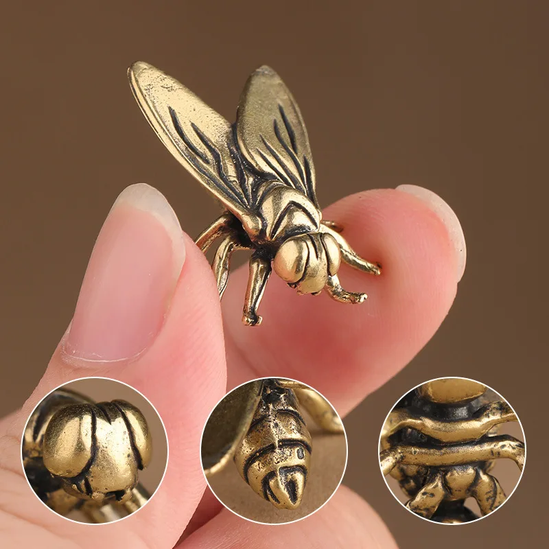 1~5pcs Mini Brass Fly Insect Ornament Miniature Statue Vintage Craft Metal Insects Fly Figurine Home Office Desktop Decoration