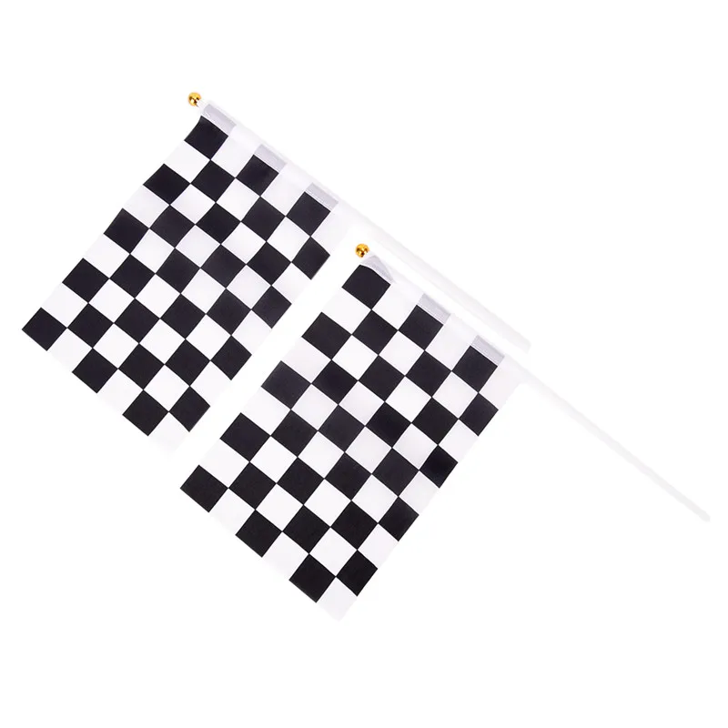 【5x Black And White Flag Checkered Racing Banner Polyester Flags Hand Signal Flags】