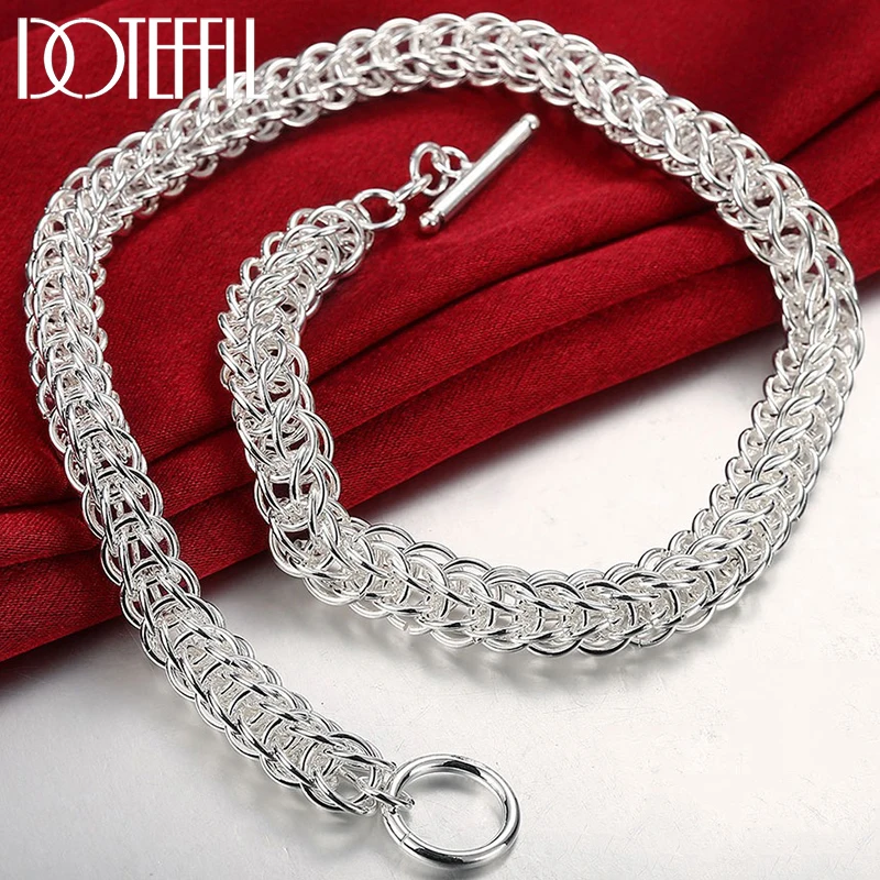 

DOTEFFIL 925 Sterling Silver Many Circles Chain Necklace For Man Woman Wedding Engagement Fashion Jewelry