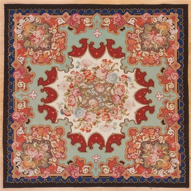 Carpet 100% wool hand-woven fabric style bedroom geometric decoration
