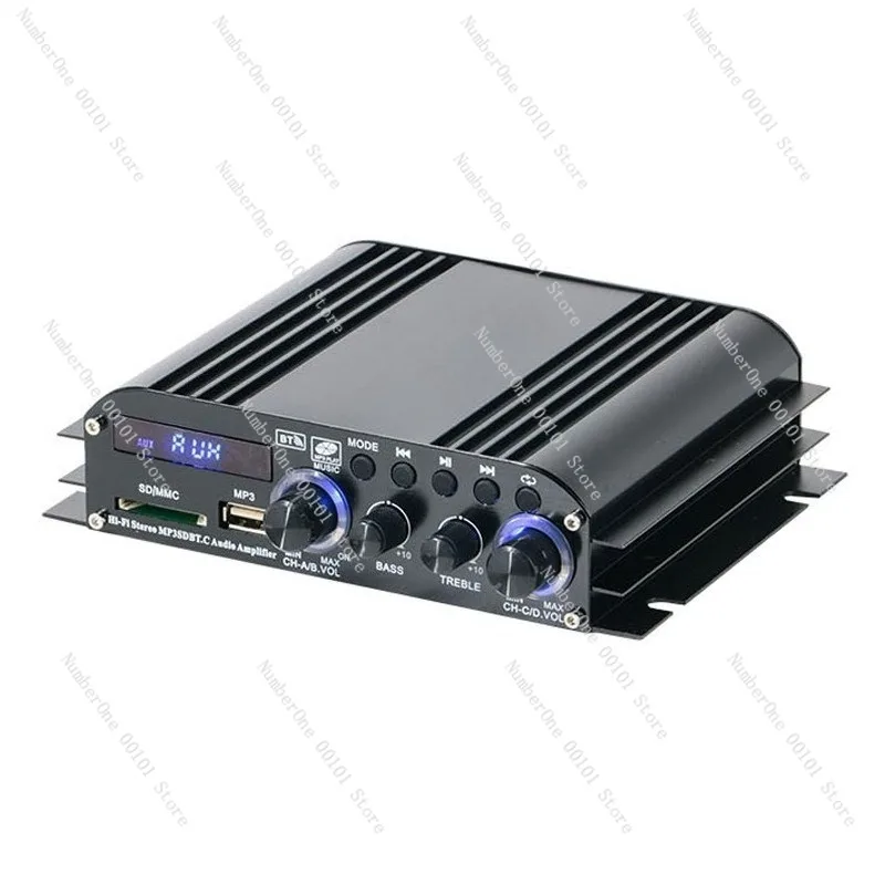 High-End Bluetooth USB 4.1 Channel Subwoofer Amplifier,Professional Car and Home Audio Amplifier,Heavy Bass High-Performance