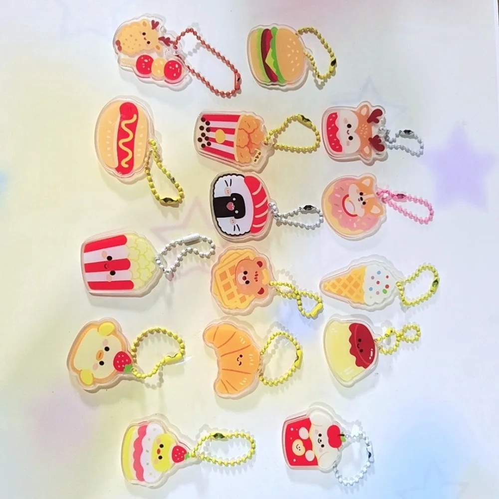 Acrylic Cartoon Food Bead Chain 2D Flat Accessory Backpack Mobile Phone Chain Jewelry Wholesale Hanging Decoration Cute Pendant
