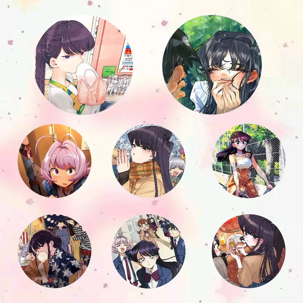 Anime Komi Can't Communicate Oft Button Pin Creativity Manga Round Badge Cartoon Brooches For Bag Jacket Collar Decor Gift