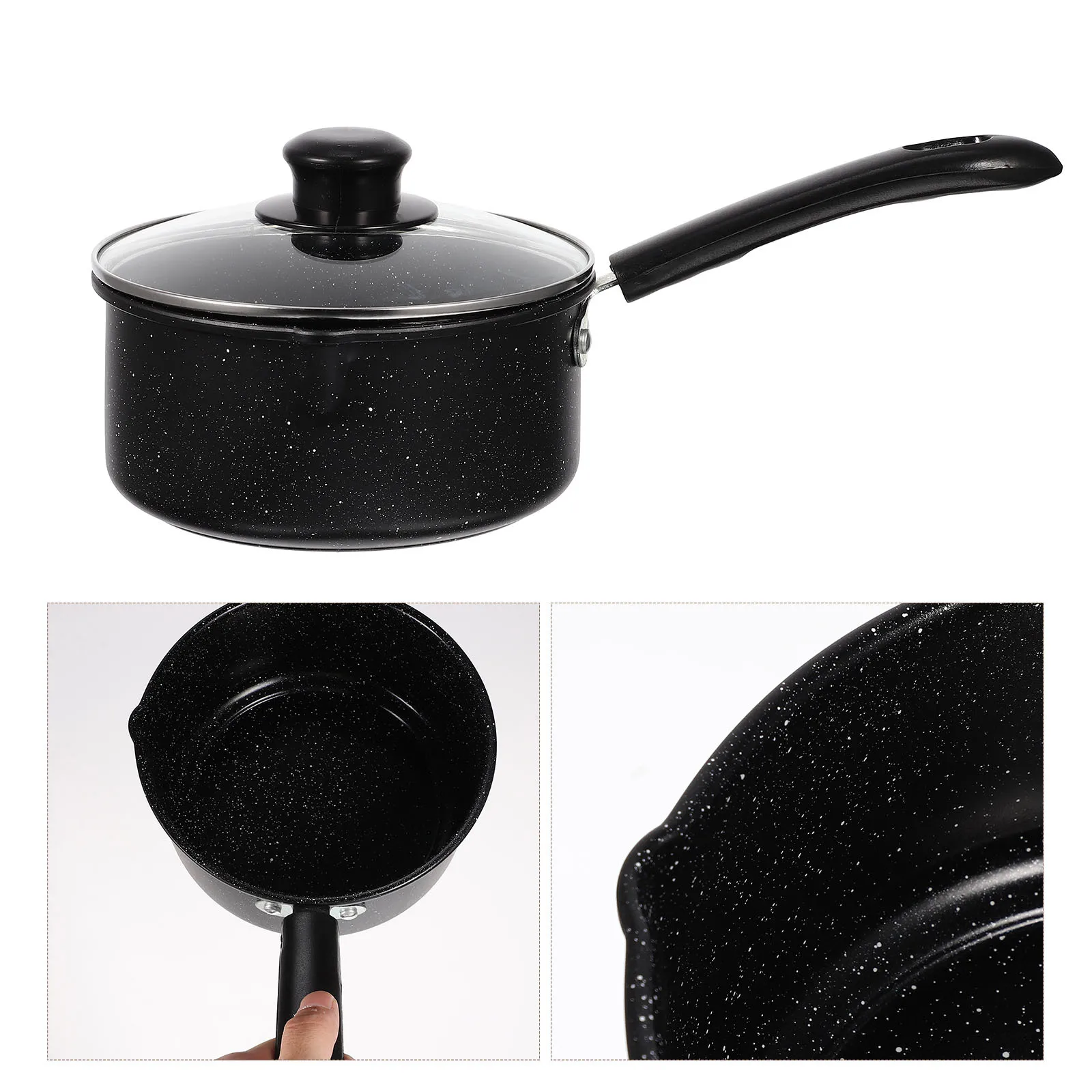 

Multi-Function Non-Stick Milk With Lid Heat-Resistant Saucepan Kitchen Cooking Stovetop Food Heating Pot Lightweight One-Handed