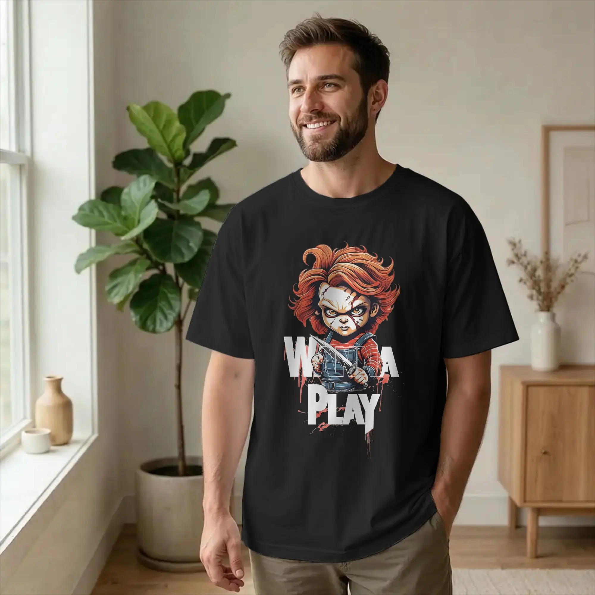 Fear Of Samael  Chuckys Halloween Movie Horror T Shirt Unisex Cotton Clothing Novelty Horror Child's Play  Crewneck Short Sleeve