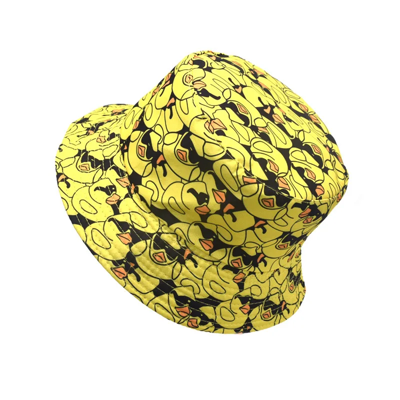 Cute Duck Print Bucket Hat for Women Men Fashion Decorate Panama Unisex Summer Outdoor Travel Beach Sun Production Fisherman Hat