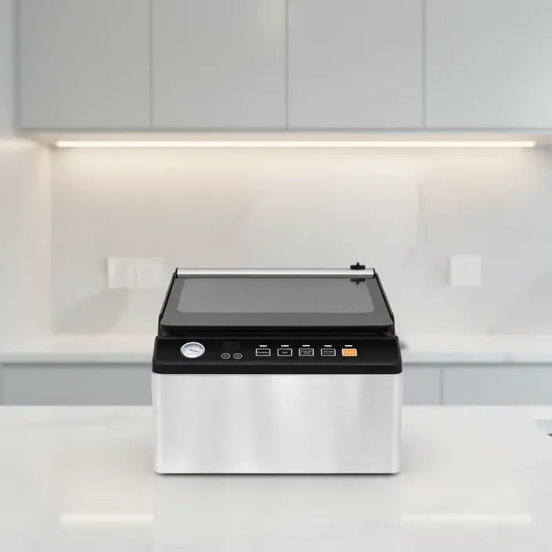 Commercial Household Stainless Steel Automatic Vacuum Sealing Machine Built-In Cutter 5.1-10L Capacity 220W Electric A+