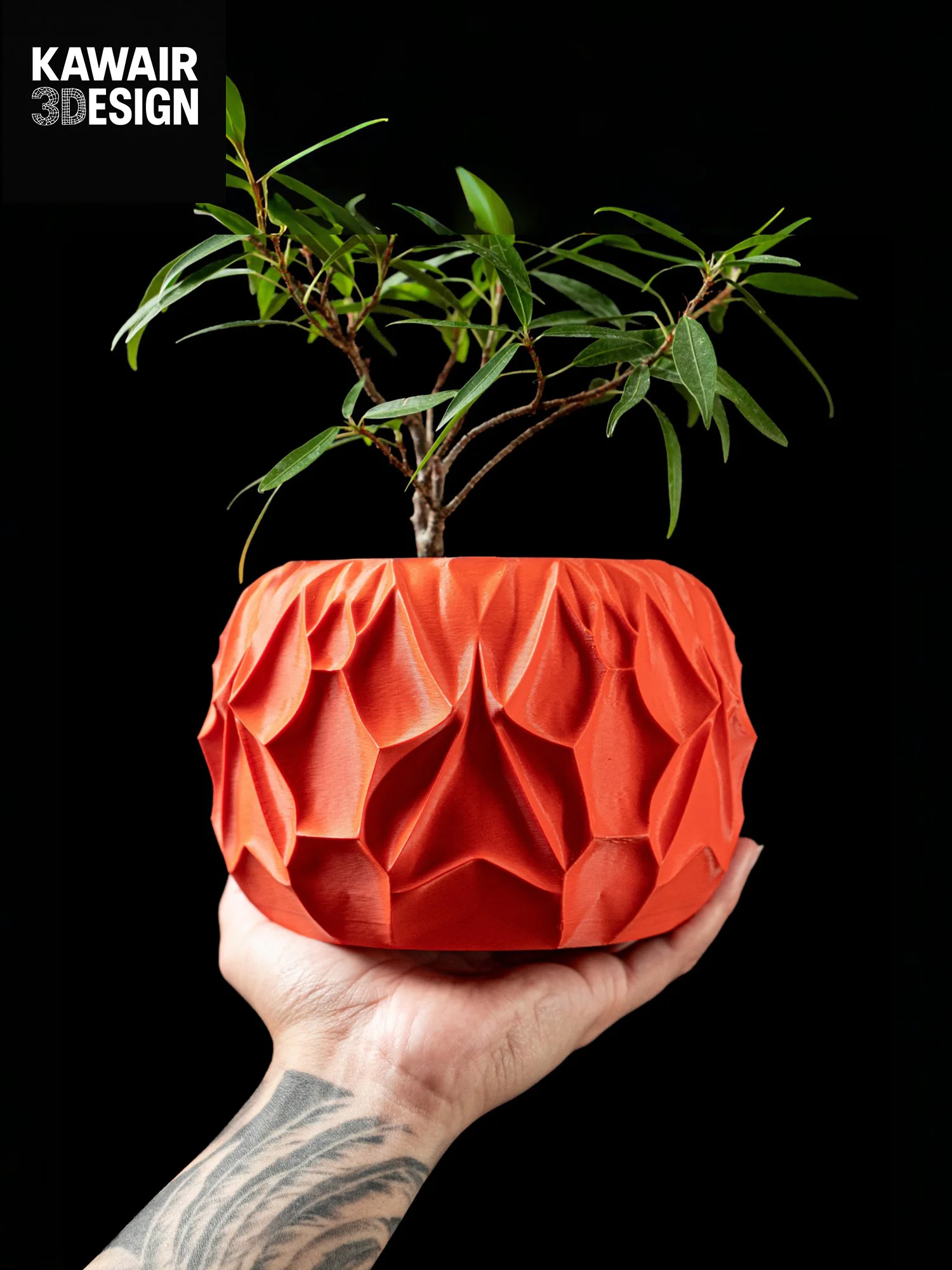 Eco-Friendly 3D Printed Flower Pot Rhombus Line Texture Square Style Artistic Home Decor maceta