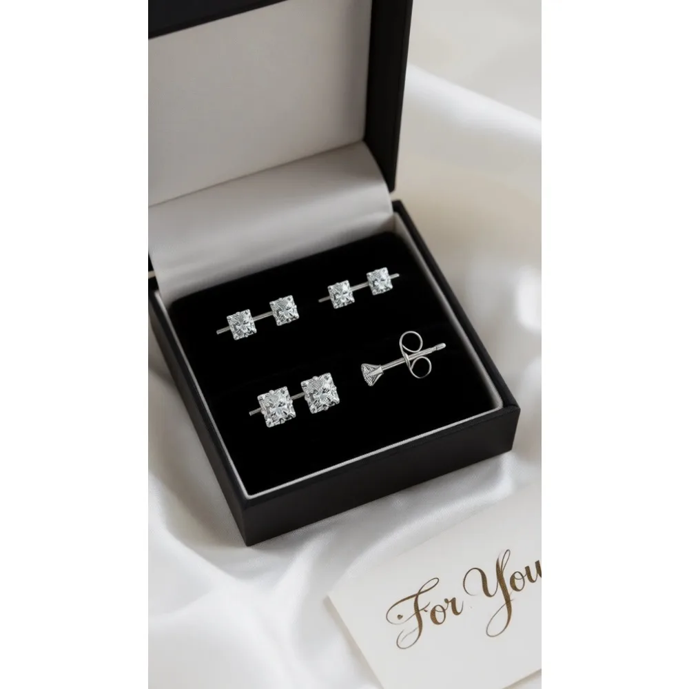 

Набор из 7 пар гипоаллергенных серег-гвоздиков с фианитами для женщин и мужчин, титановая нержавеющая сталь, 2,8 мм, серебро, розовое золото, черный цвет