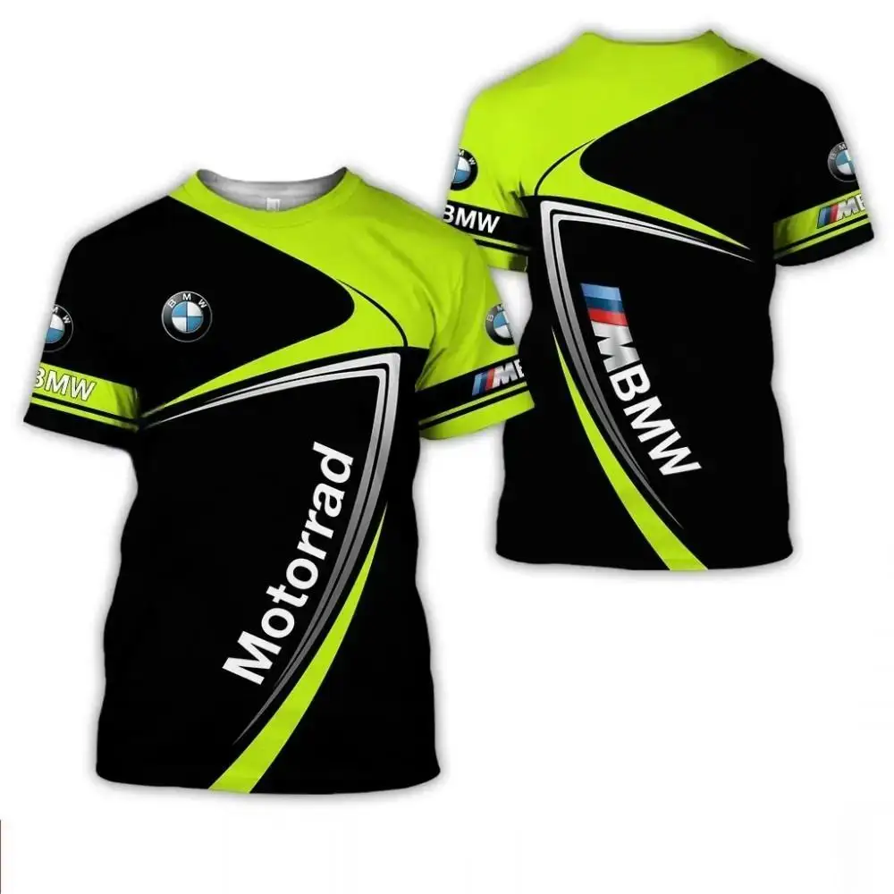 

BMW Style Round Neck Comfortable Breathable Unisex T-shirt Fashion 3D Printed Short Sleeves Motorcycle Riding BMW Sport Shirt