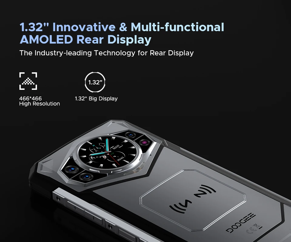 DOOGEE S200 Rugged Phone 5G Dimensity 7050 Octa Core 1.32" AMOLED Rear Display 12GB RAM+256GB ROM 100MP Camera 10100mAh 5G Phone