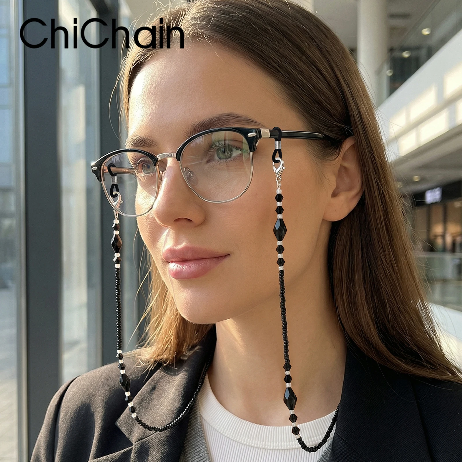 

2025New Gothic Lozenge Beaded Glasses Chain - Sunglasses Holder Necklace, Eyewear Retainer, Fits All Glasses and Reading Glasses