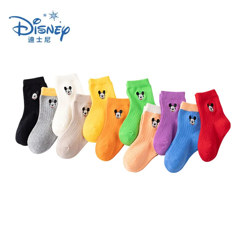 Disney 4 Pairs Baby Girls Boys Mickey Mouse Summer Socks Kids Spring Children Short Socks Cotton Cartoon Warm Floor Girls Socks