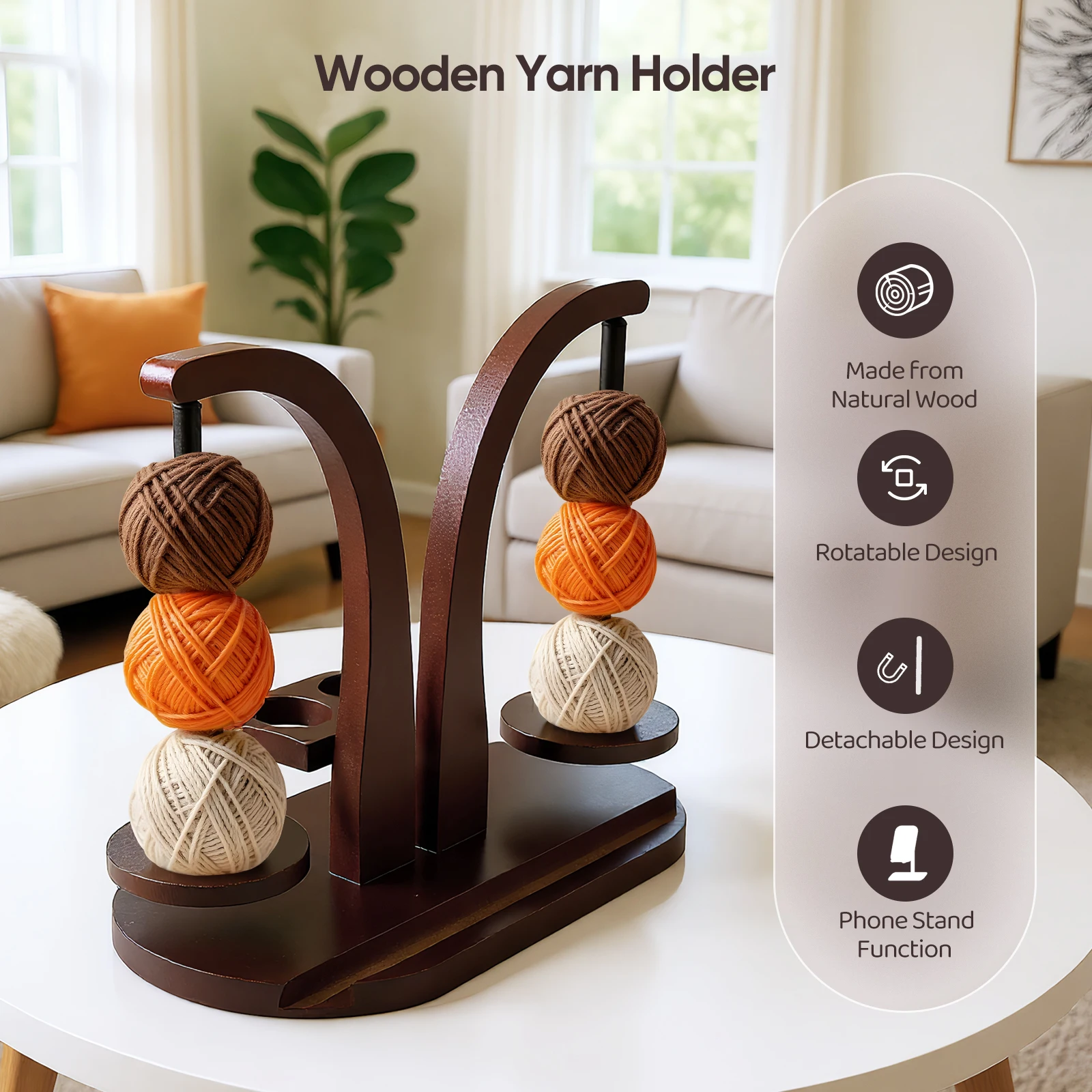 

Yarn Holder Magnetic Dual Yall Balll Wool Holder with Phone Tool Holder for Crocheting Knitting Tool Accessories Yarn Winder