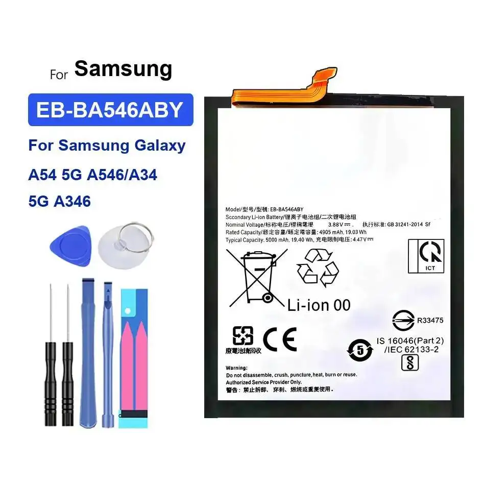 

High Compatibility 5000Mah For Samsung Galaxy A54 5G A546 A34 A346 EB-BA546ABY Mobile Phone Battery