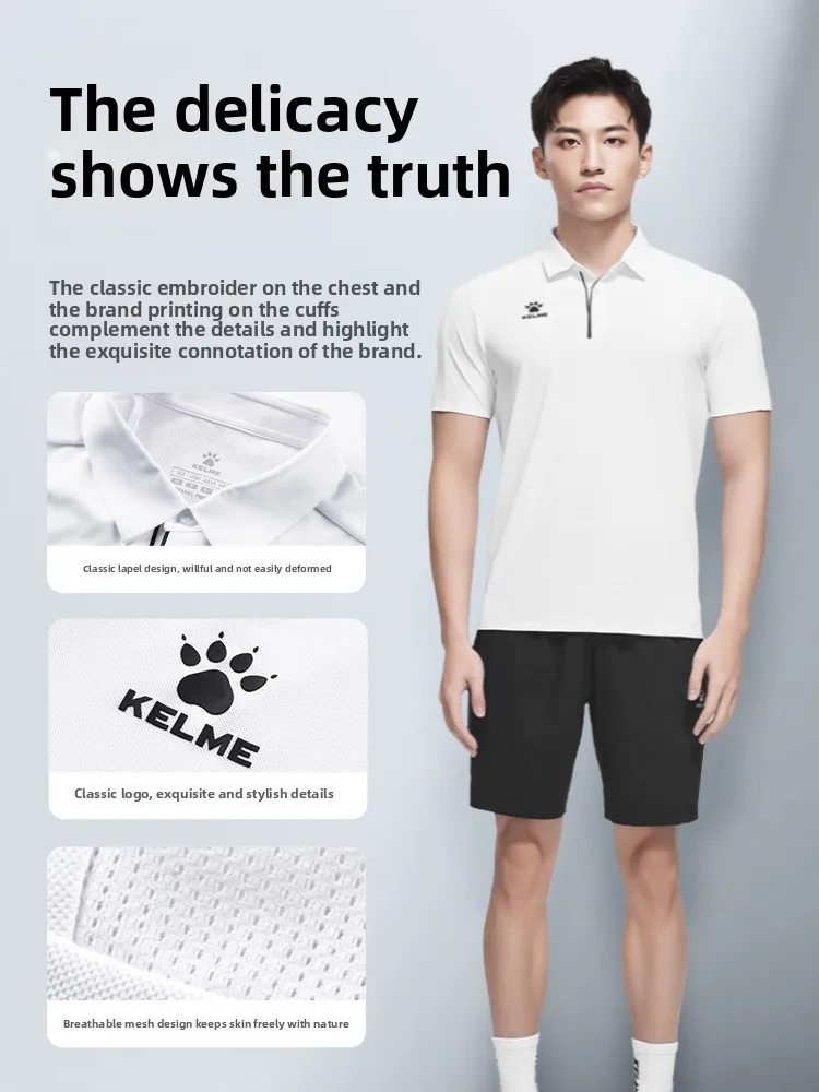 Kelme Herren Poloshirt Revers Wandern Sport T-Shirt Atmungsaktiv Casual Business Kurzarm Outdoor Camping Top