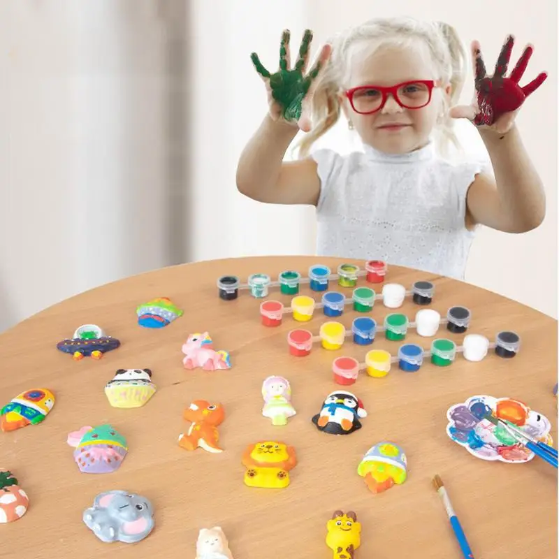 Anak-anak DIY cetakan plester dinosaurus membentuk mainan lukisan Set anak perempuan kreatif hewan warna lukisan Dinasour mainan pendidikan kerajinan