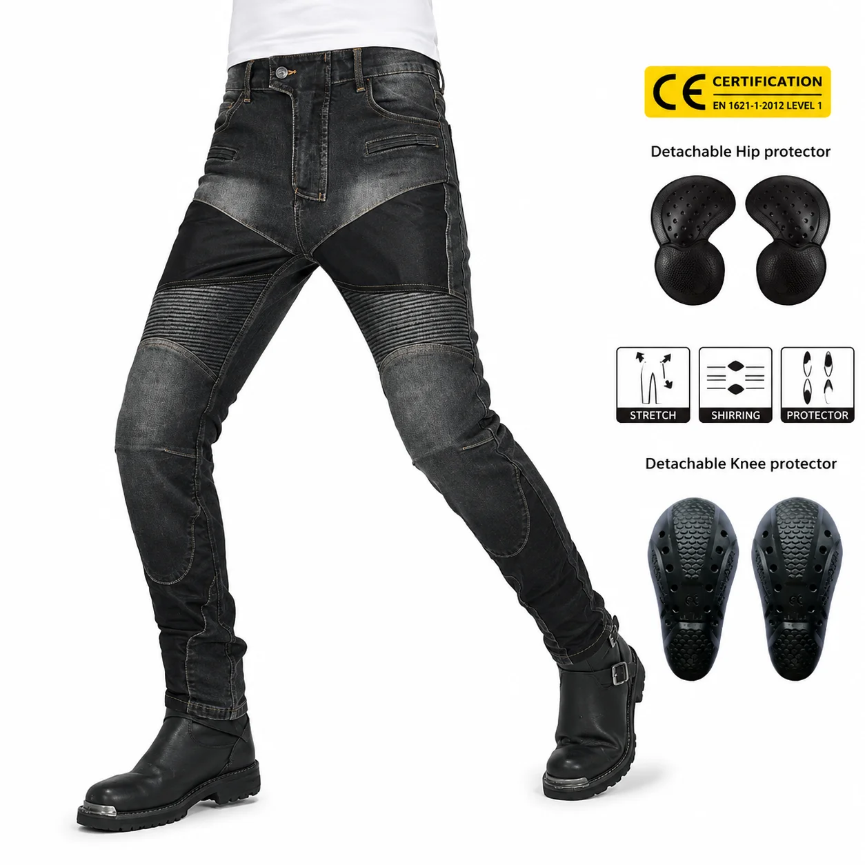 

Motorcycle Riding Jeans Men Summer Mesh Denim Pants Breathable Stretch Moto Biker Trousers Retro Off Road Touring Street Style