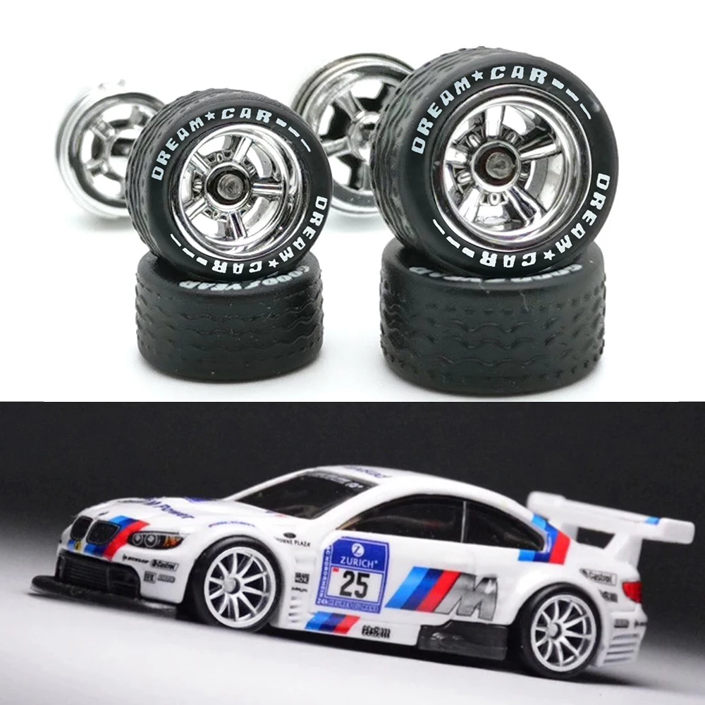 5Sets 1/64 Car Wheel With Rubber Tires Staggered Front Small Rear Large Wheel For 1:64 Matchbox/Domeka/HW/ Model Car Off-road