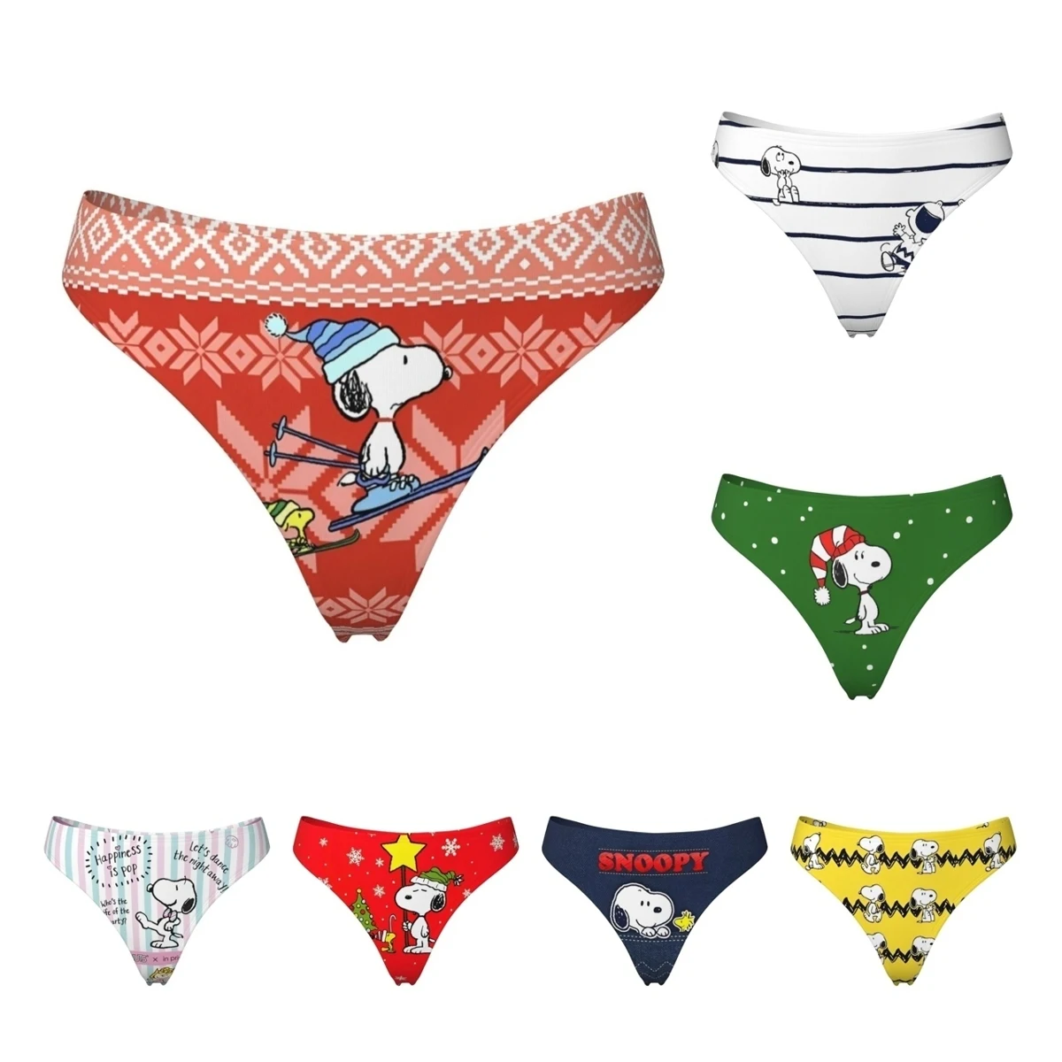 

Custom G-String Hot Low Waist Sexy Cute Cartoon Snoopy Panties Women Underwear Christmas Polyester Underpants Women's