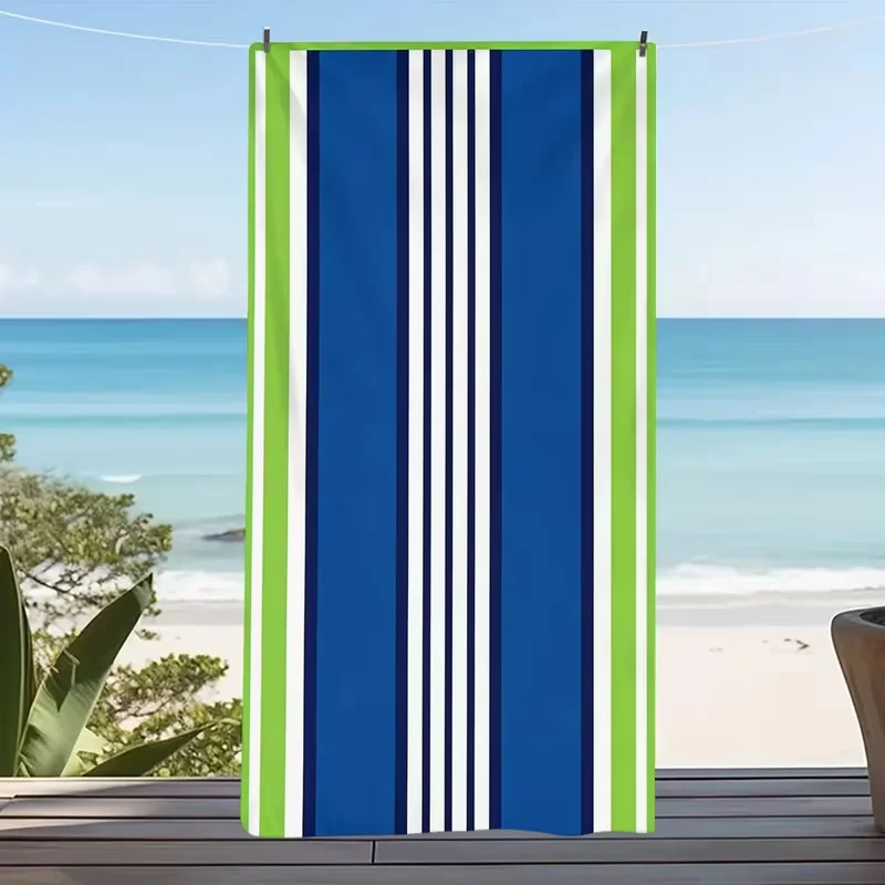 Classic Geometric Striped Beach Towel Quick Dry Lightweight Absorbent Morden Minimalism Lines Towel for Summer Vacation