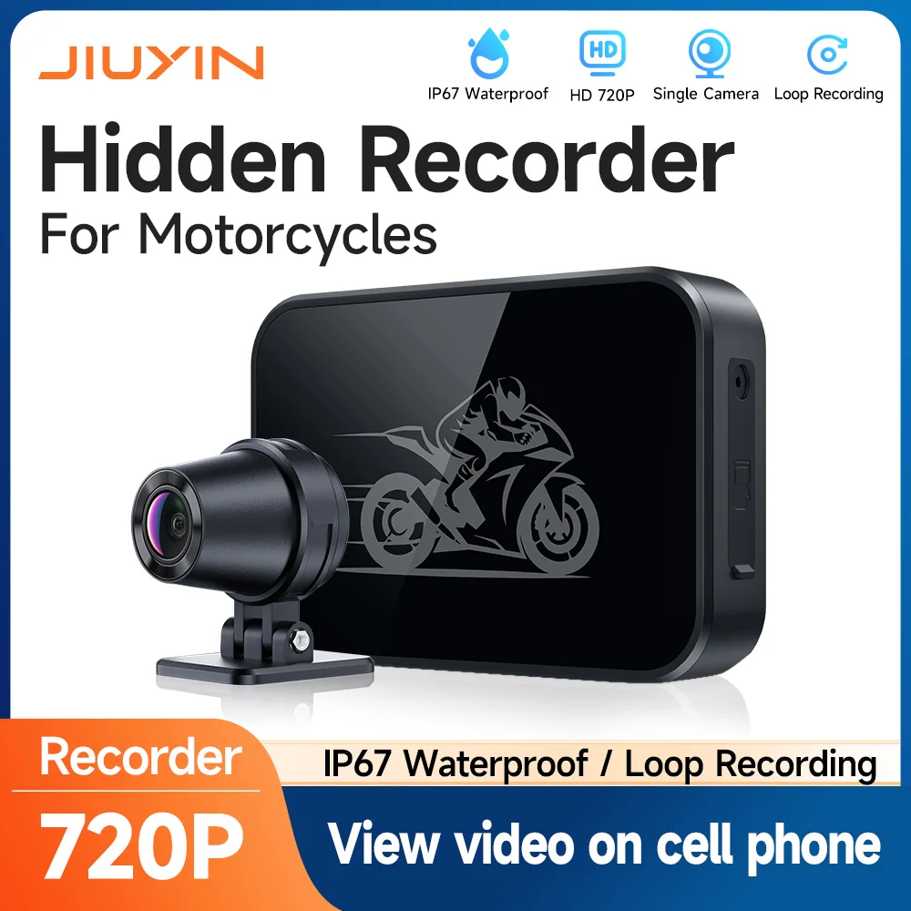JIUYIN Motorcycle Dual DVR Hidden Camera Recorder Smart Connect Action Front & Rearview WiFi Waterproof Motorcycle Dash Cam