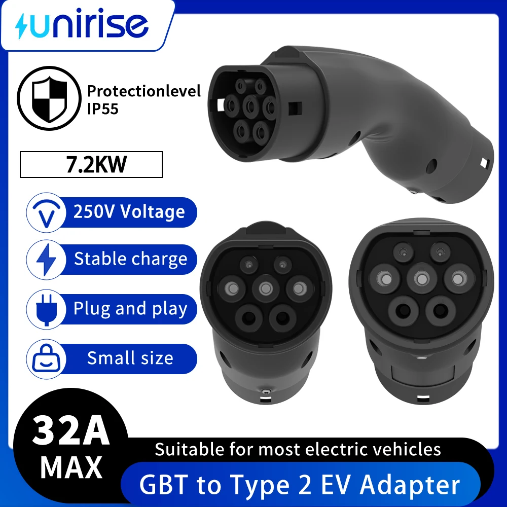 

Переходник 7,2 кВт, 32 А с ГБ/Т на TYPE2 для преобразователя переменного тока GBt на тип 2 (IEC 62196), разъемы для зарядки электромобиля, адаптер для электромобиля BYD MG4
