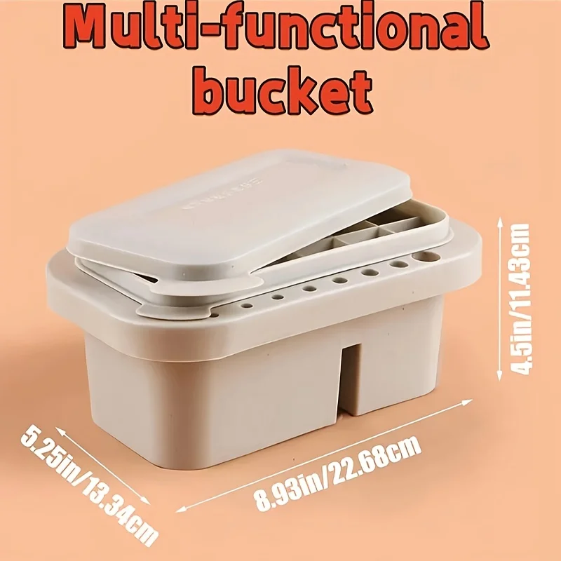 [1 Brush Holder with Palette]1 Rectangular Integrated Palette with Lid,16-hole Multi-functional Brush Washer,cleaner,storage Box