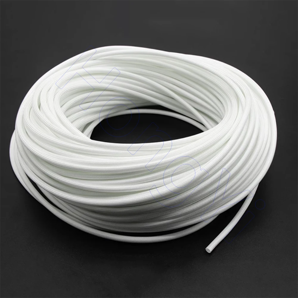 1Meter Ø1mm - 50mm White Braided Fiberglass Sleeve 600 Deg.C High Temperature Chemical Glass Fiber Tube Fiberglass Sleeving