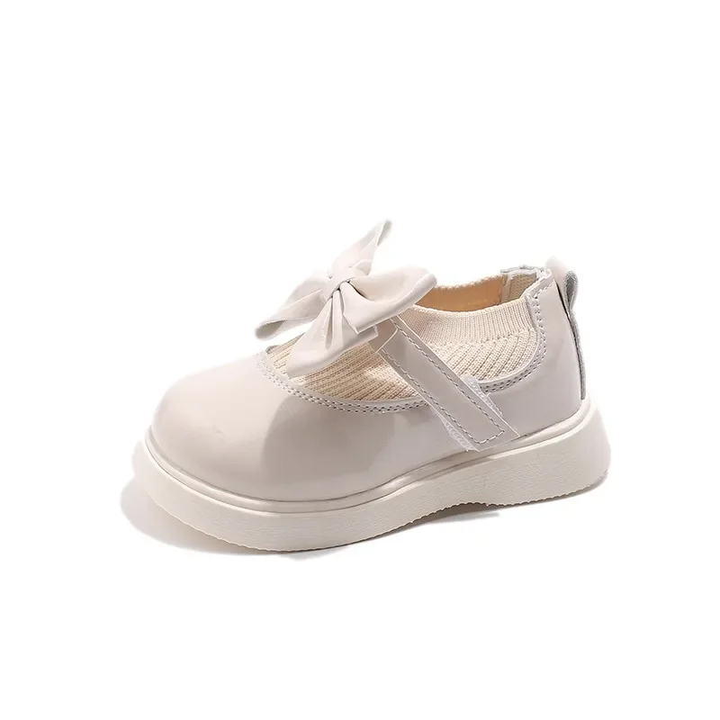 Girls Hot Sale Shoes New Bow-knot Knitted Fabric Princess Kids Flats for School Little Children Shoes Hook & Loop Princess Sweet