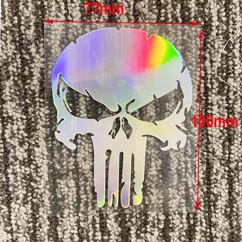 1PCS Reflective Punisher Skull Blood Car Stickers Helmet Motorcycle Tank Decal Waterproof Vinyl Accessories Creative 10x7.7cm