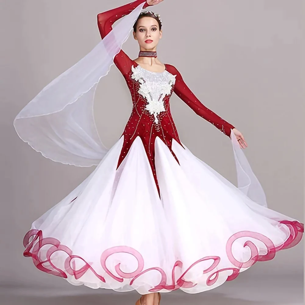 High End Ballroom Dance Competition Dress Velvet Standard Dresses Modern Dance Costume Ballroom Waltz Skirts luminous costumes