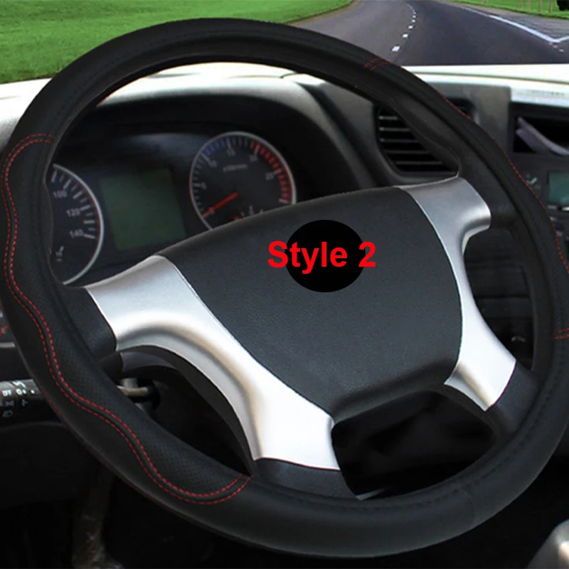 Auto Car Bus Steering Wheel Cover Wrap Volant Blue Red Big Truck Van Lorry For 38 40 42 45 47 50 CM Artificial Leather Non-slip