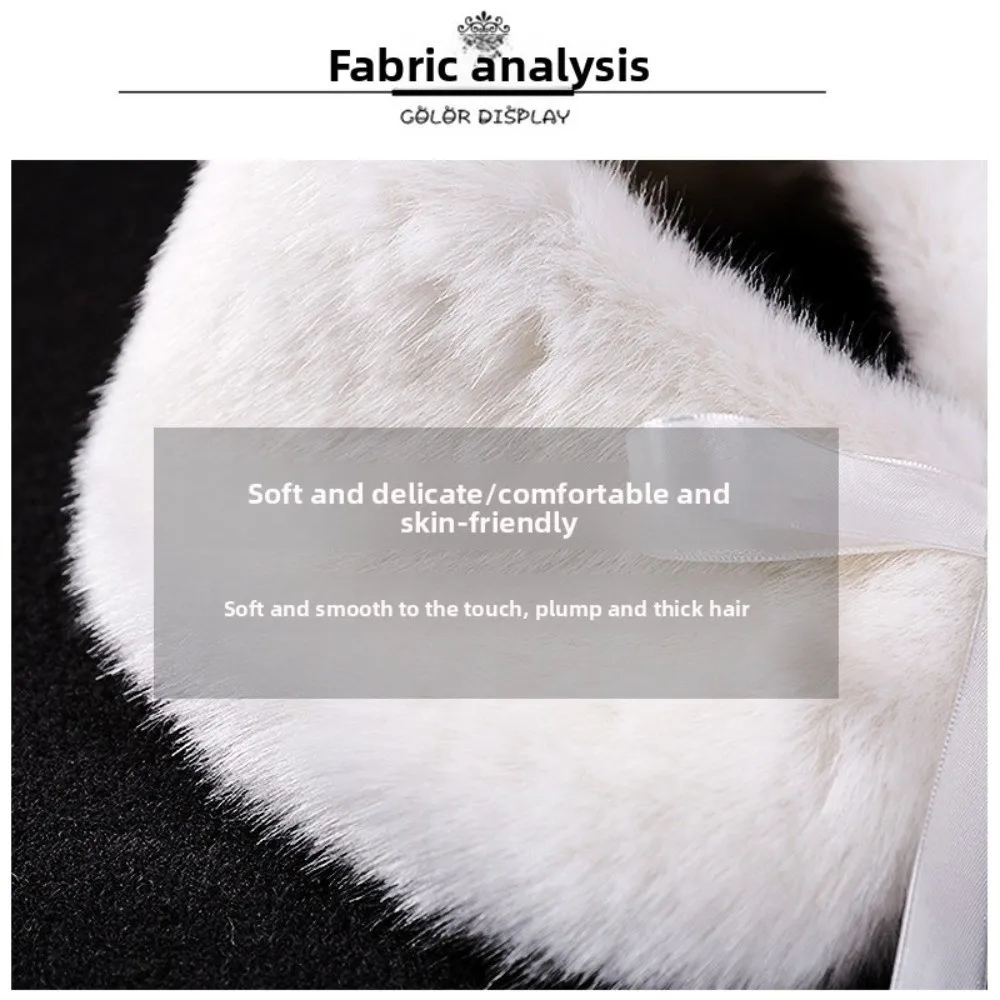 

Faux Fur Princess Neck Collar Windproof Warm Soft White Faux Fur Collar Thickened White Fleece Scarf Cape New Year Gift